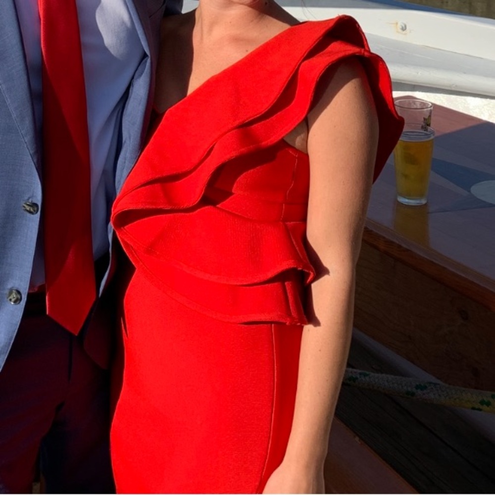 Elegant Red Ruffle Dress